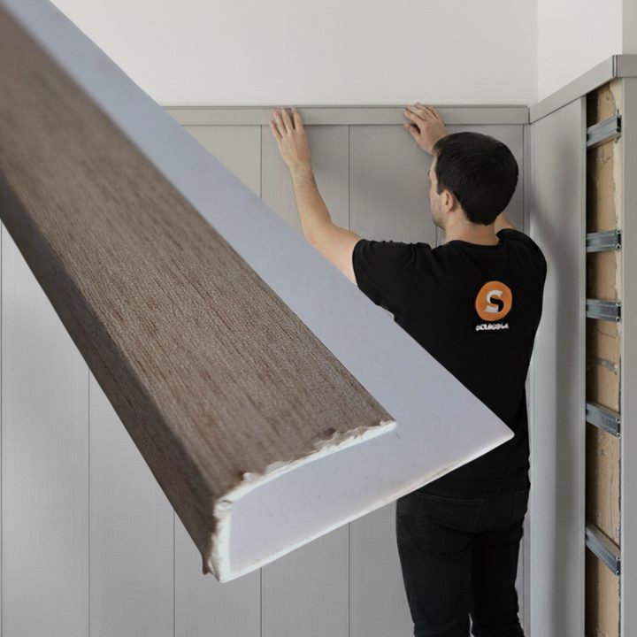 Perfil borde de PVC Squadra símil madera color haya